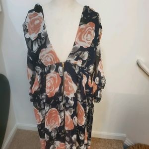 Ladies maxi floral print dress romper short